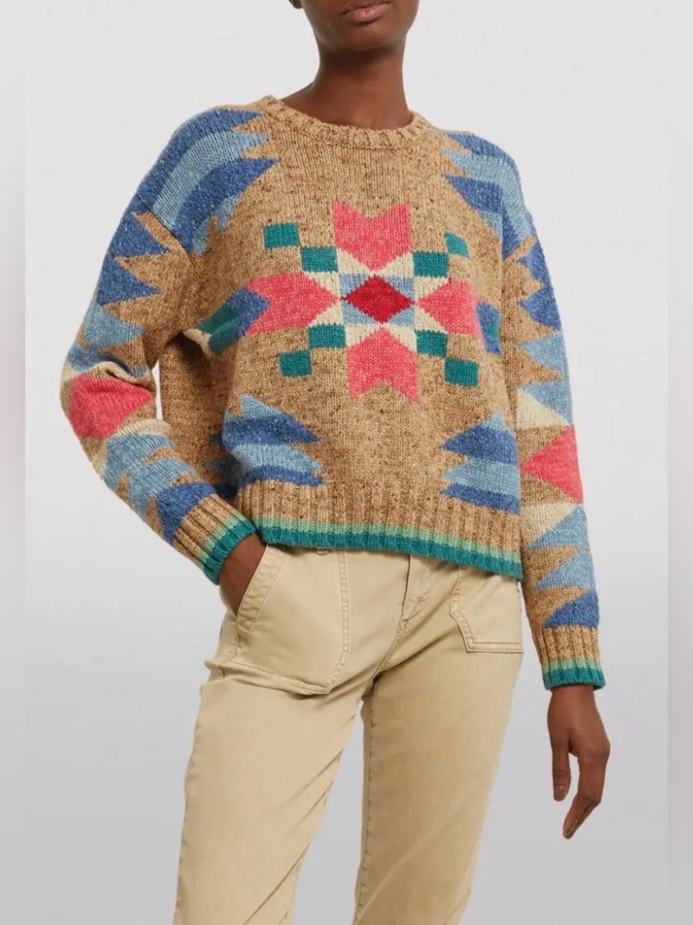 Polo Ralph Lauren Aztec flower intarsia southwestern box cut sweater
